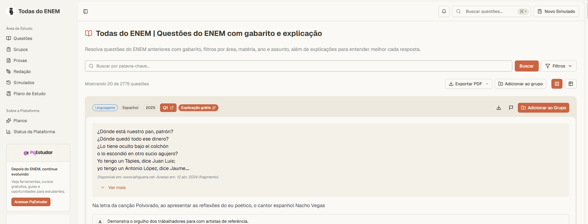 Painel do Todas do ENEM